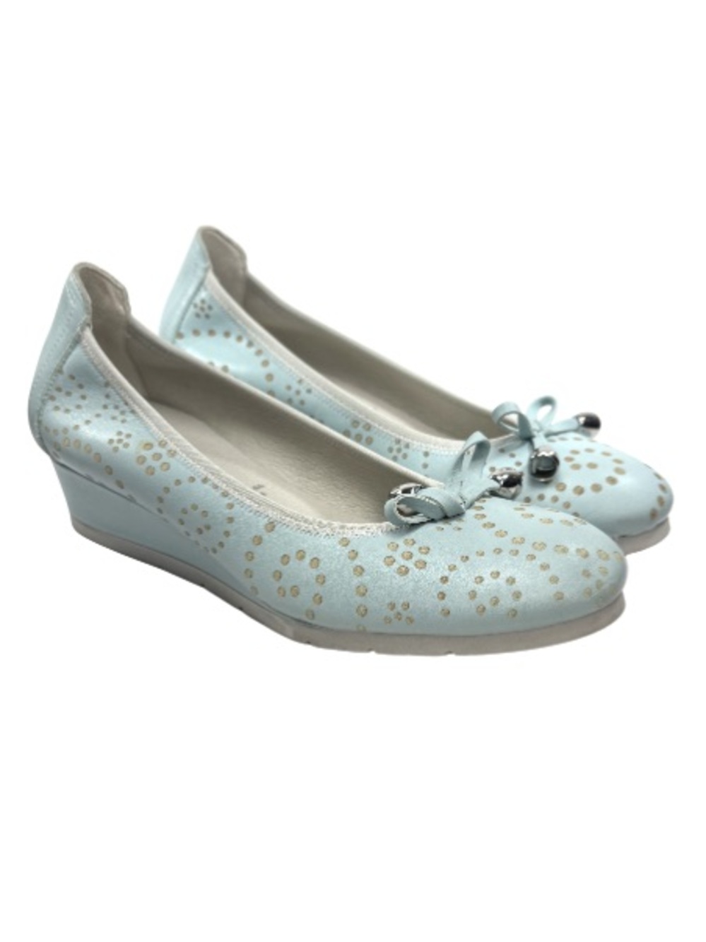 Dorking Baby Blue Leather Mini Wedges | 39